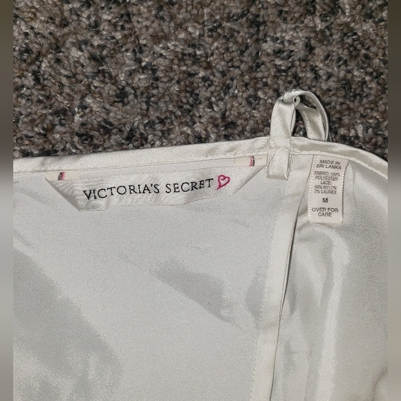 Victoria's Secret| Vintage White Lace Silky Slip Dress with Side Slit - Picture 2 of 5